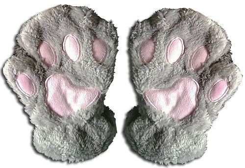 Miscellaneous | Gray Paw | Plush Fingerless Gloves