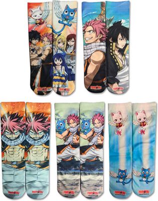 Fairy Tail | Main Characters | 5-Pk Sublimation Socks