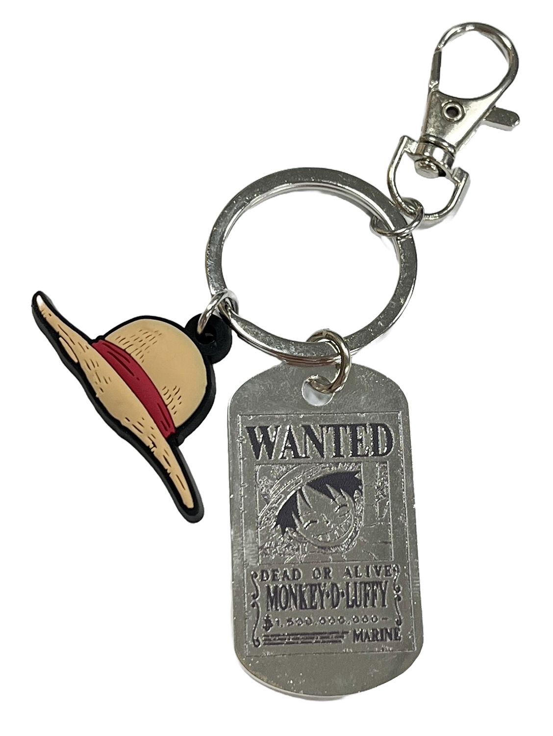One Piece | Luffy's Wanted Poster | Metal Engraved Keychain W/ PVC Hat