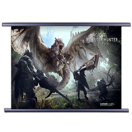 Monster Hunter: World | Characters -Fighting A Flying Monster | Wall Scroll