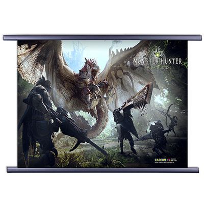 Monster Hunter: World | Characters -Fighting A Flying Monster | Wall Scroll