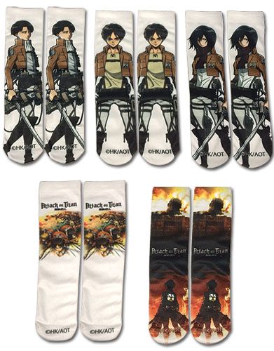 Attack On Titan | Main Characters | 5-Pk Sublimation Socks