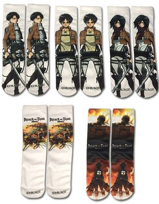 Attack On Titan | Main Characters | 5-Pk Sublimation Socks