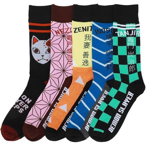 Demon Slayer | Main Characters - Clothing Patterns | 5-Pair Crew Sock Pack Demon Slayer | Main Characters - Clothing Patterns | 5-Pair Crew Sock Pack