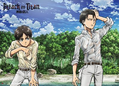 Attack On Titan - Eren And Levi On The Shore Special Edition Wallscroll