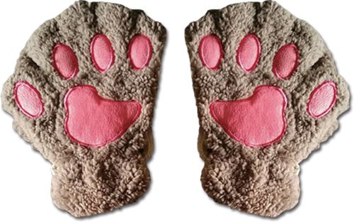 Great Eastern - Beige Paw Fingerless Plush Pr Gloves