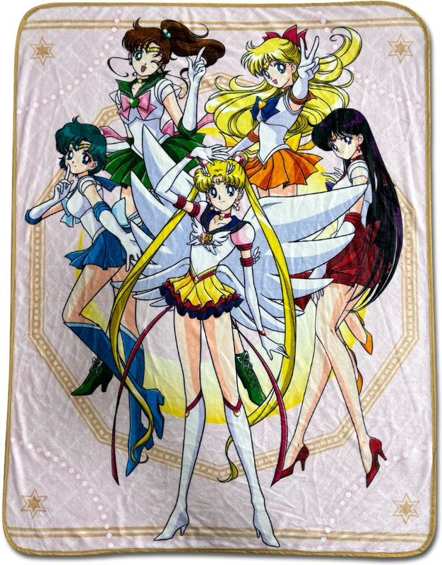 Sailor Moon Stars - Sailors Group Pink Argyle Throw Blanket