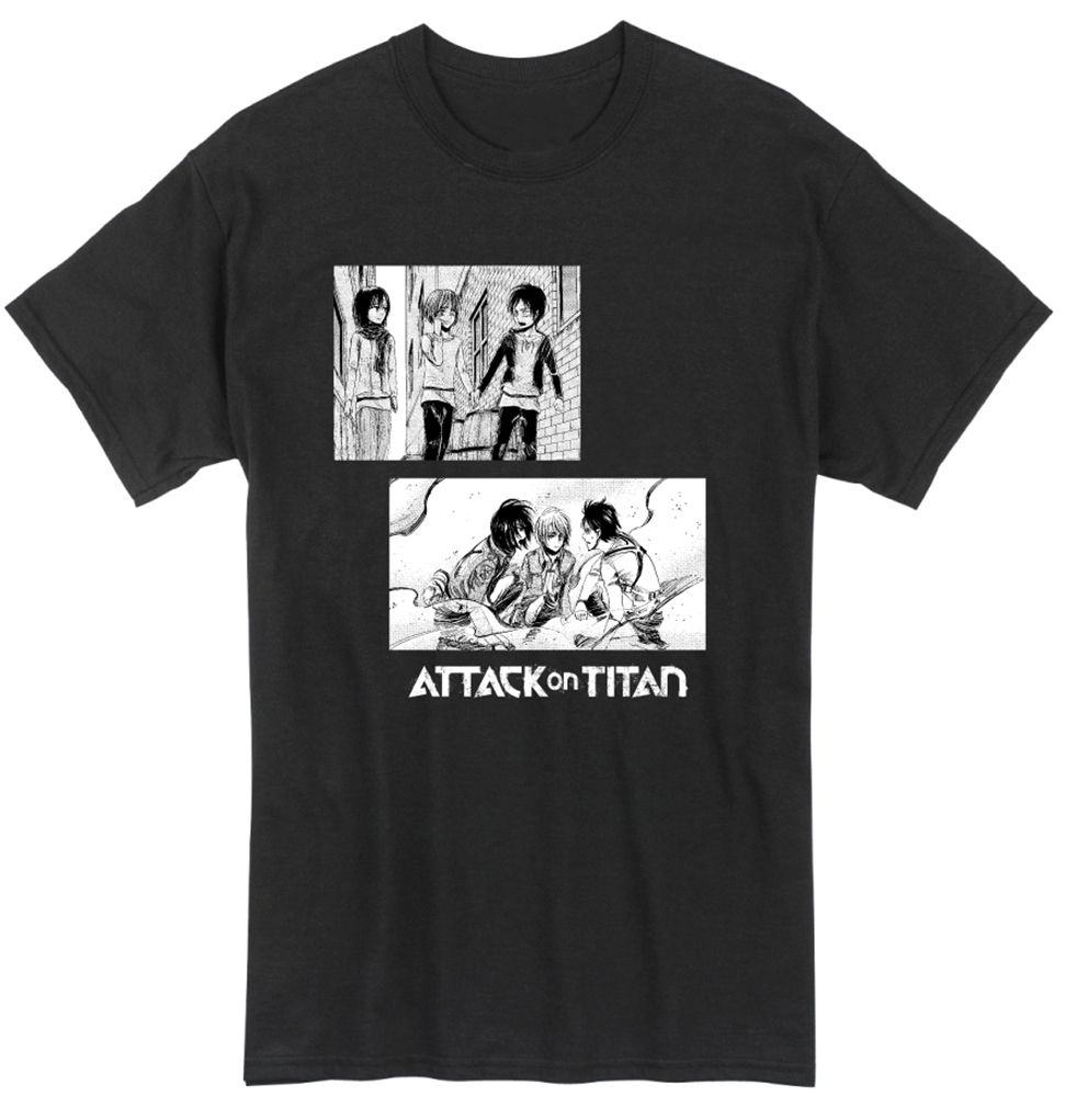 Attack On Titan Manga-Eren, Mikasa,Armin T-Shirt Xxl