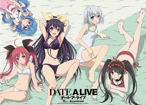 Date A Live - Main 4 With Kurumi In Swimwear Wall Scroll