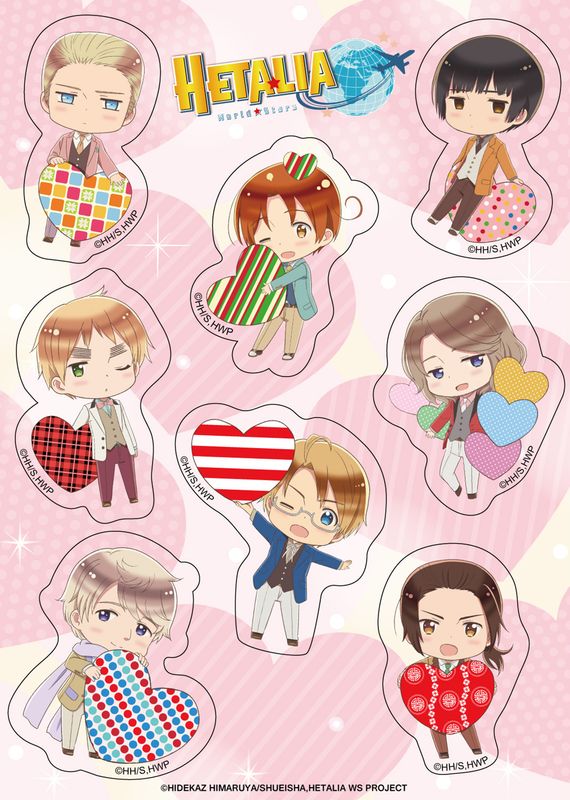 Hetalia World Star S7 - Sd Heart Character Circle Sticker Set