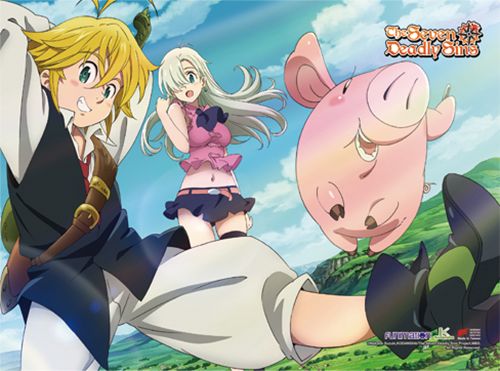 The Seven Deadly Sins - Meliodas, Elizabeth & Hawk Wall Scroll