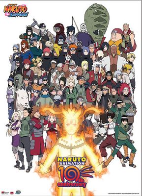 Naruto Cast 10Th Anniversary Wallscroll Naruto Cast 10Th Anniversary Wallscroll