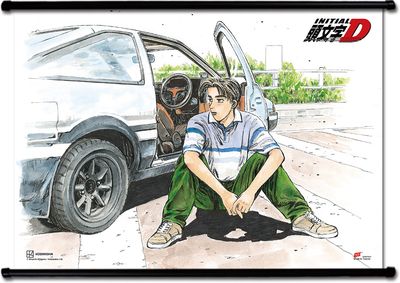 Initial D Manga - Takumi Fujiwara & Ae86 #B Wall Scroll