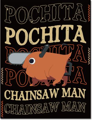 Chainsaw Man - Pochita With Font Color Throw Blanket