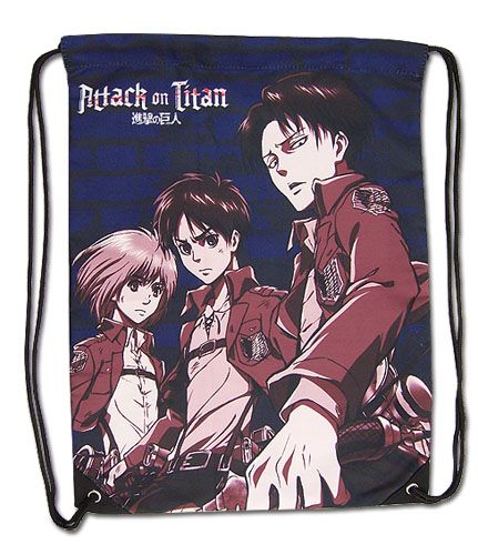 Attack On Titan - Eren, Levi & Armin Drawstring Bag