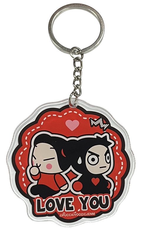 Pucca - Love You And Sit Together Art Acrylic Keychain