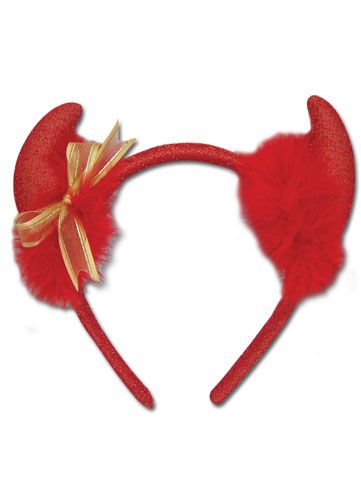 Devil Horn Headband- Devil Gold Ribbon Headband