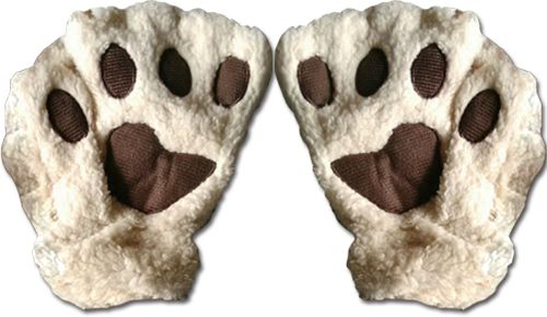 Great Eastern - Beige Paw Fingerless Plush Pr Gloves