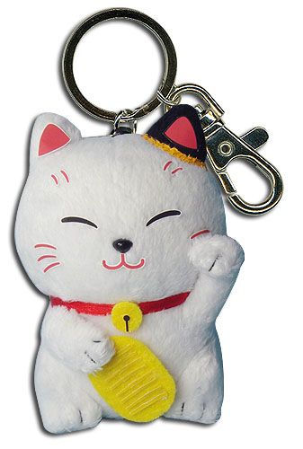 Lucky Cat Plush Keychain 3''H
