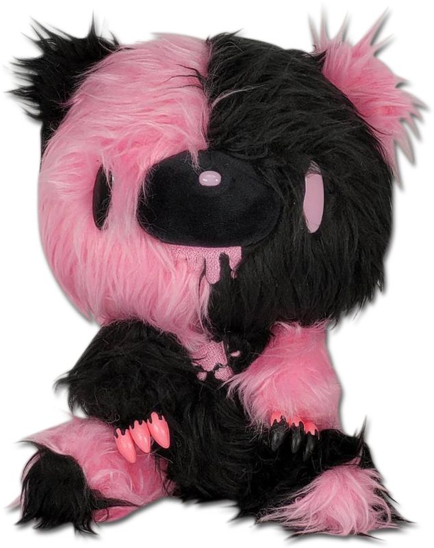 Gloomy Bear - Black Pink Gloomy Bear Sitting Pose Long Hair Fur Plush 7''