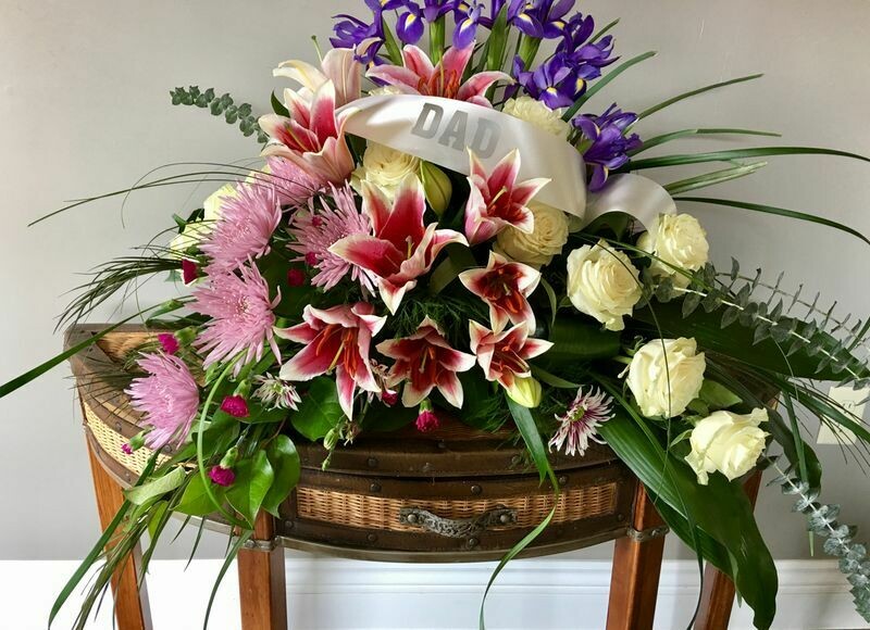 Large Lily & Rose Casket Spray