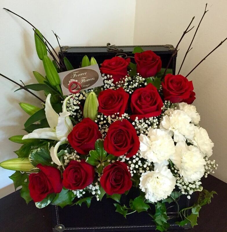 Large Memory Chest w Roses & Lilies