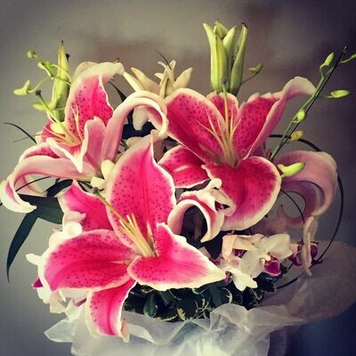 Star Gazer & Orchid Bridal Bouquet
