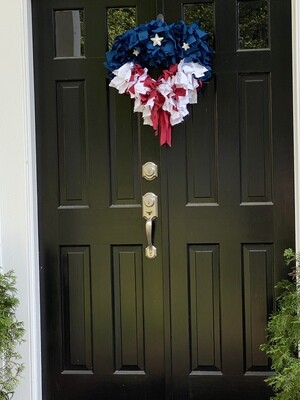 Patriotic &quot;Liberty&quot; Heart Rag Wreath with Stars