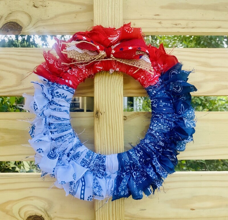 Patriotic &quot;Freedom&quot; Bandana Rag Wreath