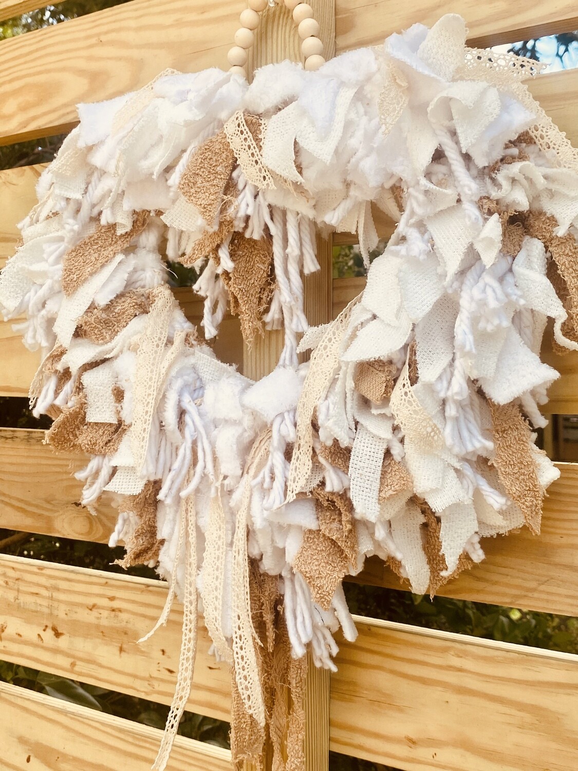 Cottage Romantic Rag Wreath (soft, layered heart)