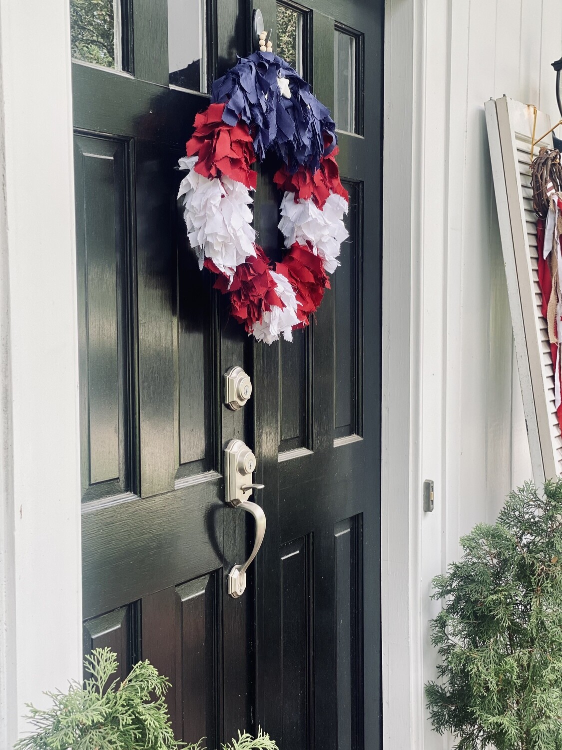 Patriotic "Liberty" Rag Wreath with Stars (round)
