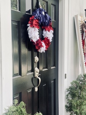 Patriotic "Liberty" Rag Wreath with Stars (round)