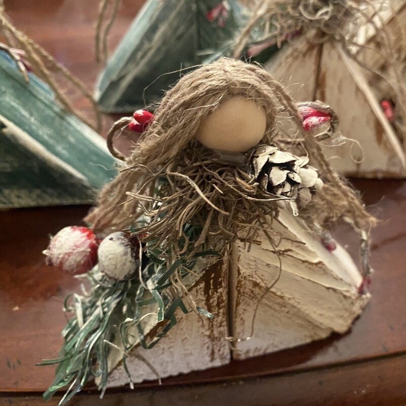 Mini Woodland Angels and Rustic Wooden Trees