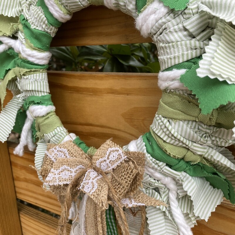 Luck of the Irish: Custom 14&quot; Fabric Rag Wreath with Flowing Ribbon Bow