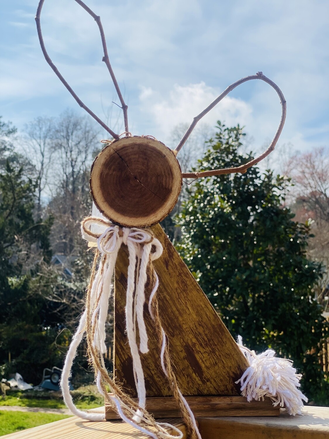 Rustic Wood and Vine Bunny with Floppy Bow and Yarn/Twine Tail (Various)