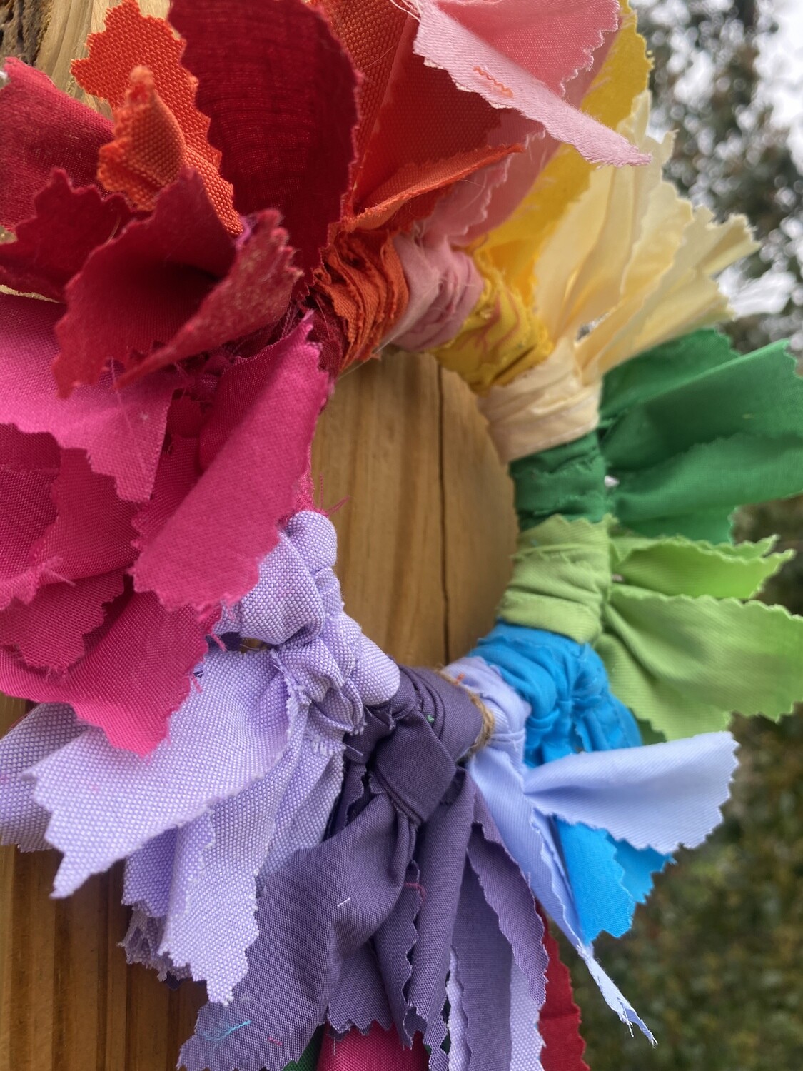 Rainbow Mini Round Fabric Wreath