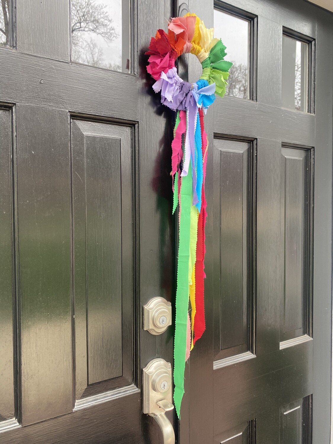Rainbow Mini Round Fabric Wreath (with Detachable Multi-Layered Flowing Tail)