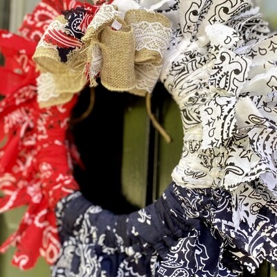 Patriotic &quot;Freedom II&quot; Bandana Rag Wreath