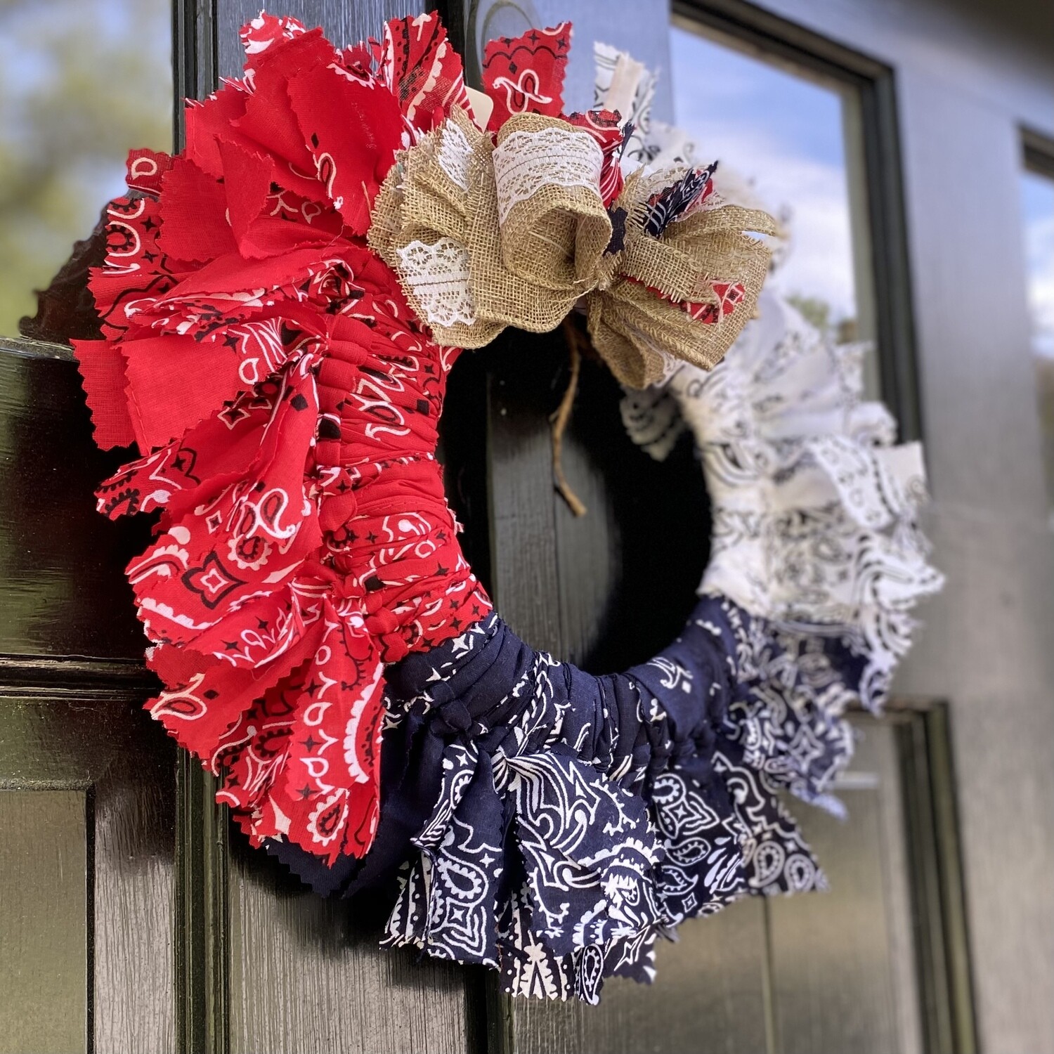 Patriotic "Freedom II" Bandana Rag Wreath