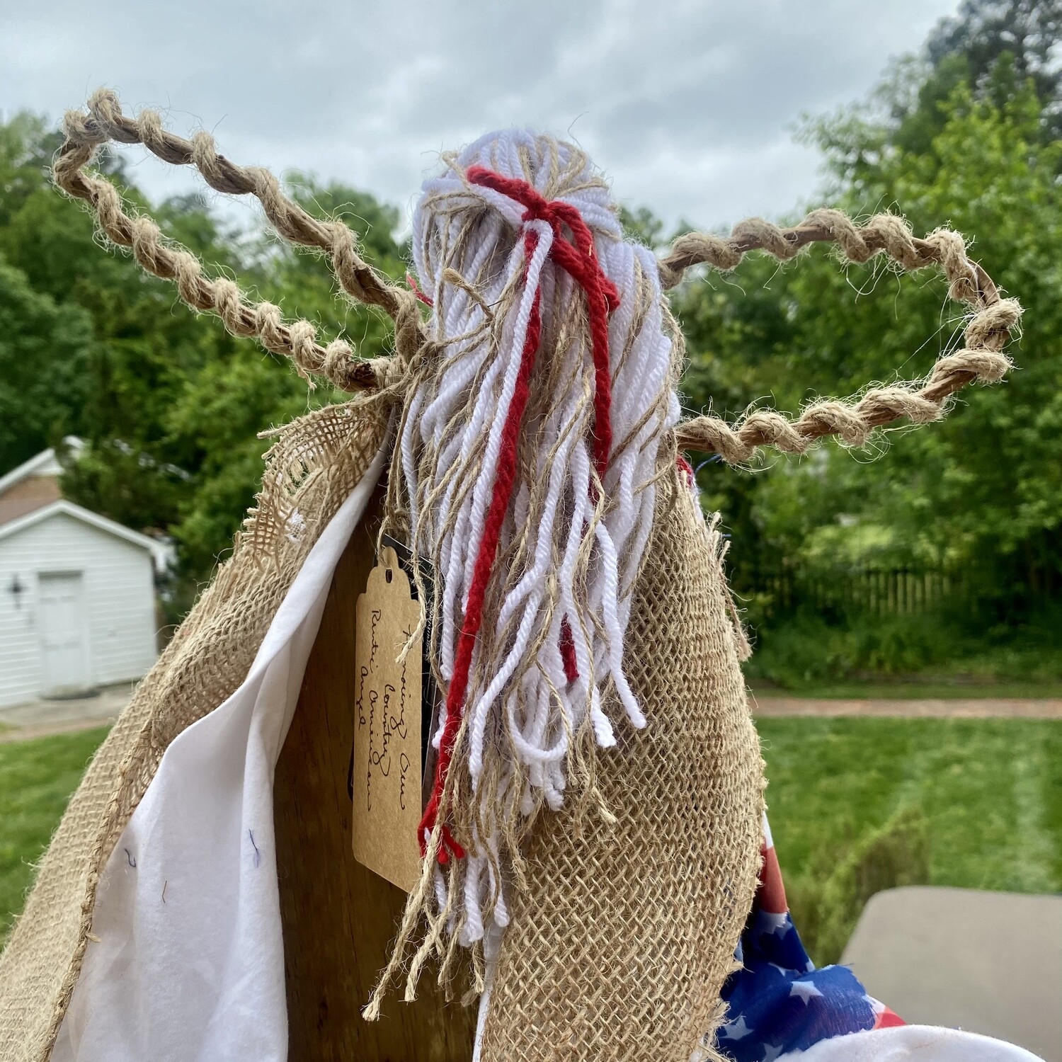Large Rustic American Angel (wood and fabric)