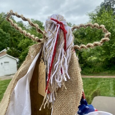 Large Rustic American Angel (wood and fabric)