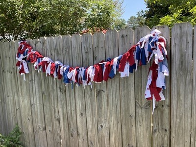 Patriotic Red, White, &amp; Blue Fabric Garland