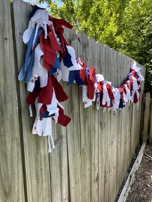 Patriotic Red, White, &amp; Blue Fabric Garland