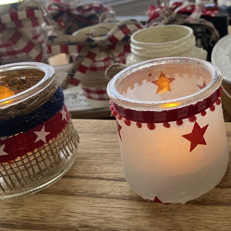 Patriotic Decorative Jar Candle Holder/Vase