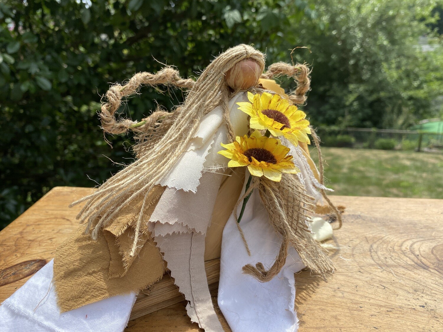 Rustic Harvest Angel with Sunflowers