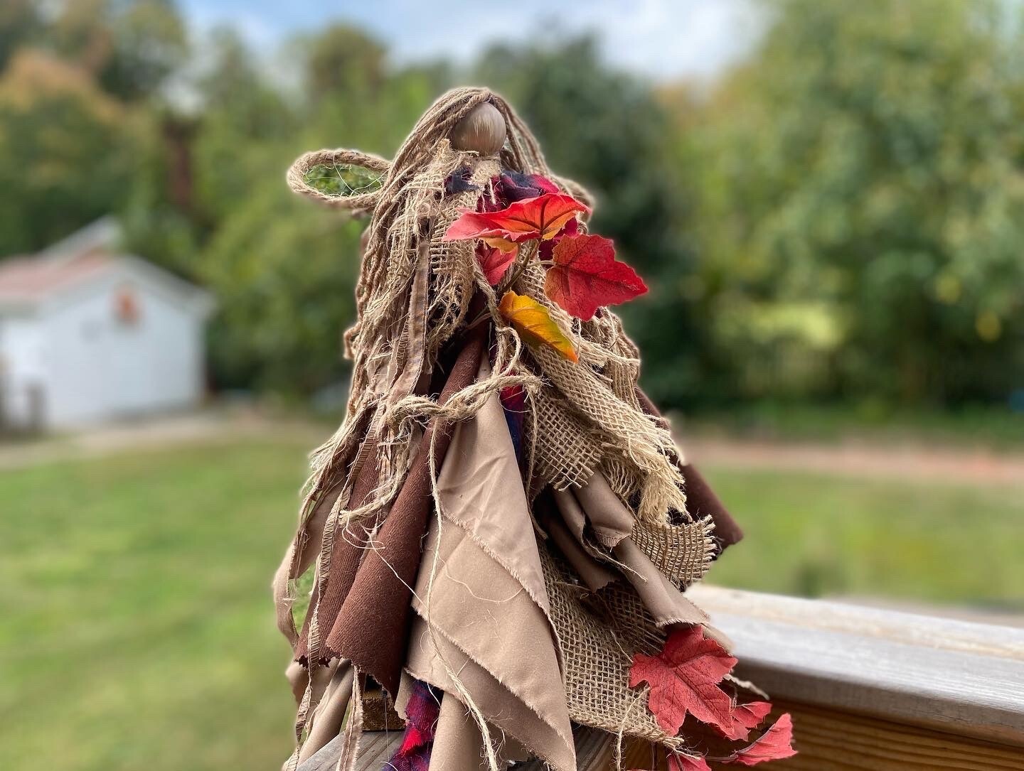 Rustic Harvest Angel with Plaid, Burlap, and Brown (Large)