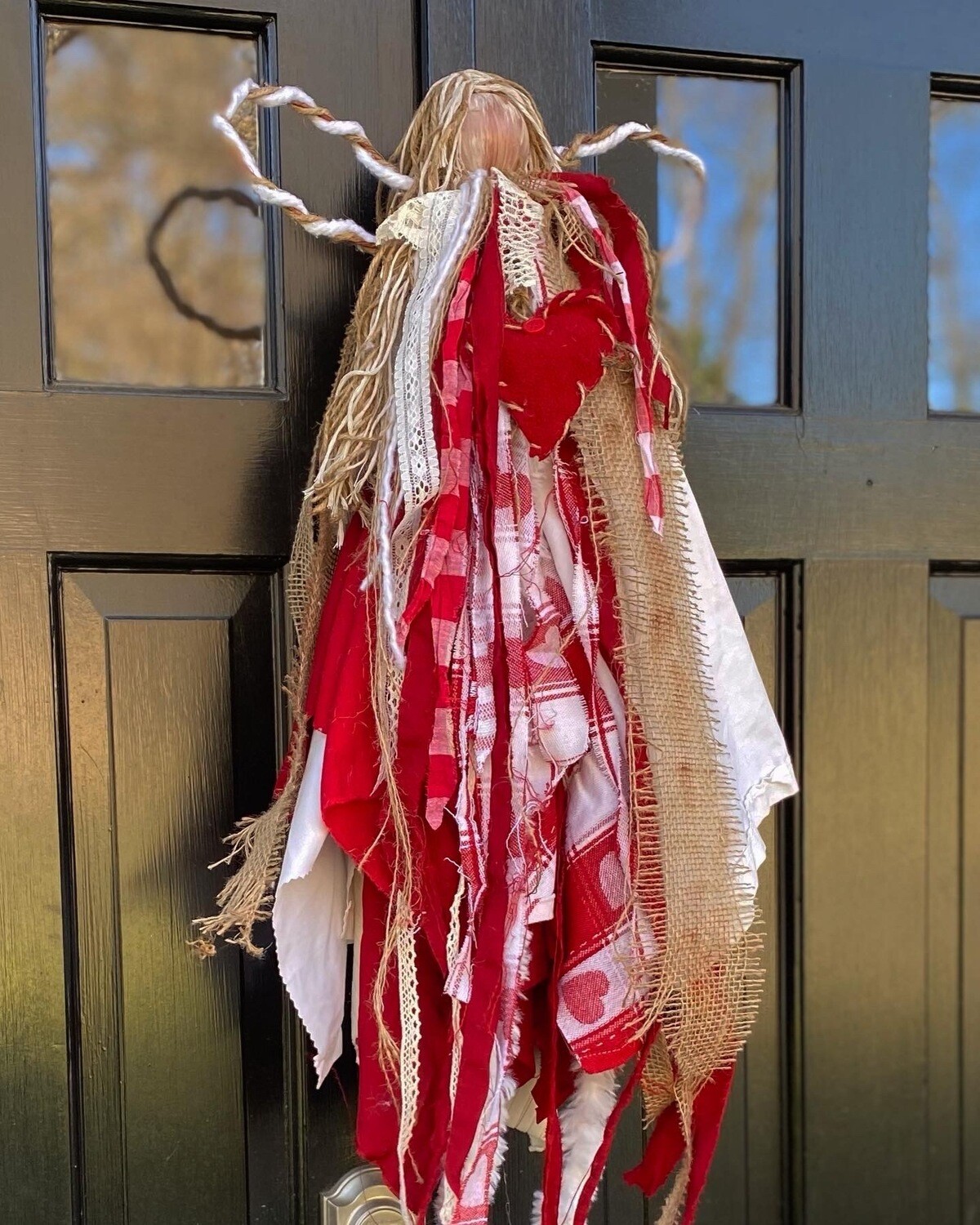 Custom Rustic Angel (Large Red and White Checkered with Hanger)