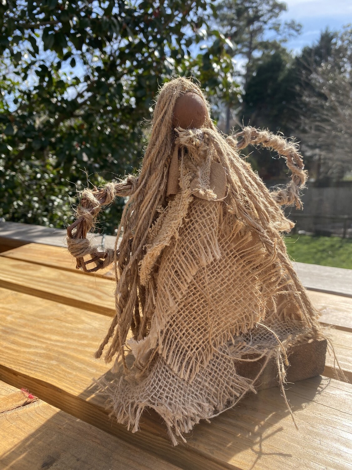 Forever in My Heart Angel (burlap, twine, brown skin tone)
