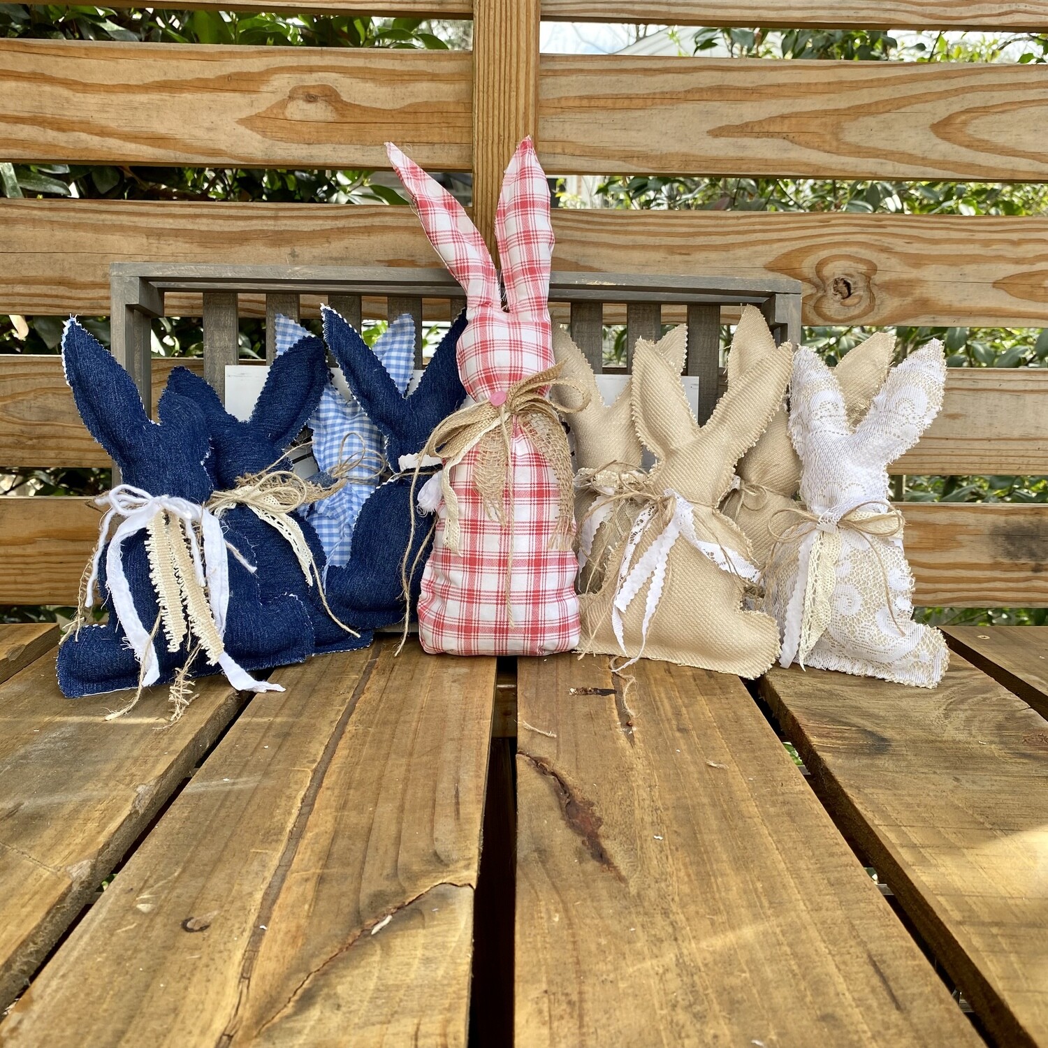 Rustic Fabric Bunny (Red Checkered)