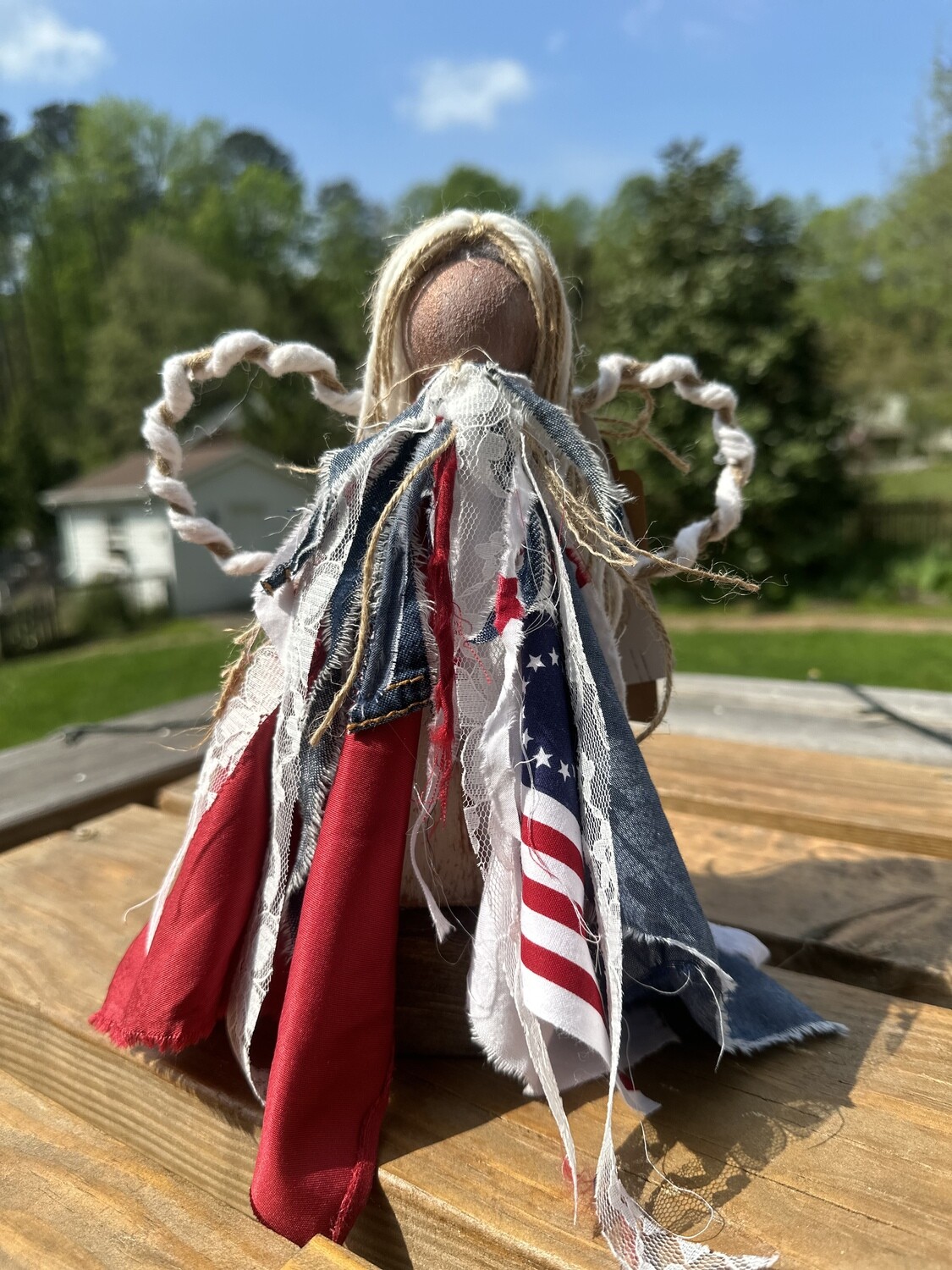 Rustic American Angel (wood &amp; fabric)